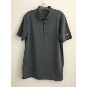 Nike Dri-FIT Polo Shirt Men's M Gray Golf Performance Short Sleeve Swoosh